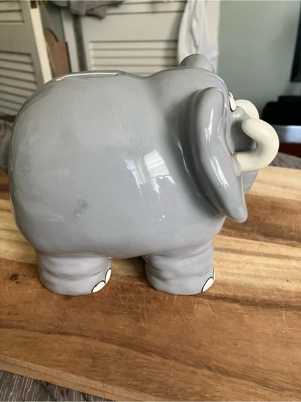 Vintage Ceramic Cartoon Elephant Coin Bank